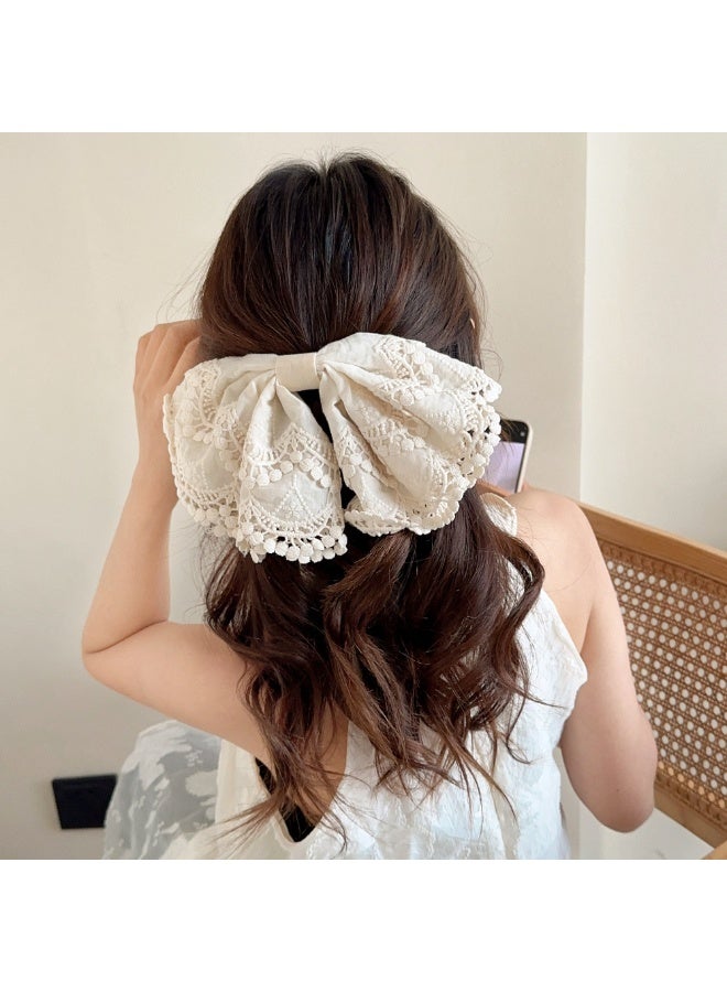 Women Large Lace Bow Hair Clip, Cream White Hair Barrette For Half Up Hairstyle And Daily Styling - Image 5