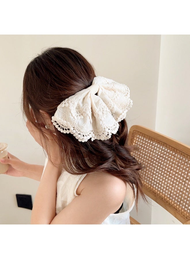 Women Large Lace Bow Hair Clip, Cream White Hair Barrette For Half Up Hairstyle And Daily Styling - Image 4