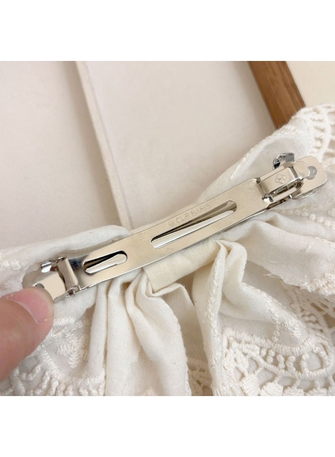 Women Large Lace Bow Hair Clip, Cream White Hair Barrette For Half Up Hairstyle And Daily Styling - Image 2