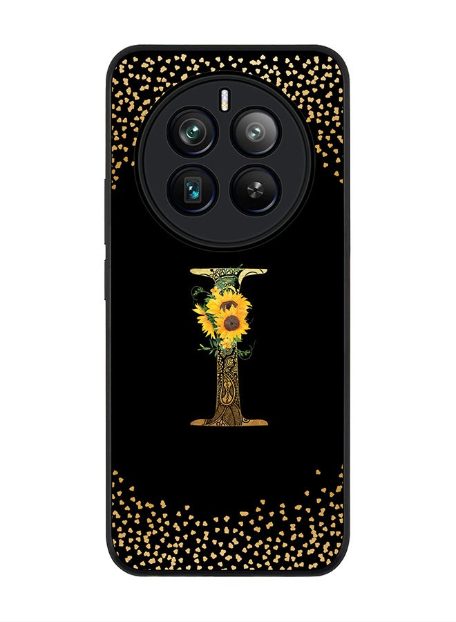 Stylizedd Rugged Black edge case for Realme 12 Pro / Realme 12 Pro Plus 5G, Custom Monogram Initial Letter Mandala Floral Pattern Alphabet-I (Black) - Image 1