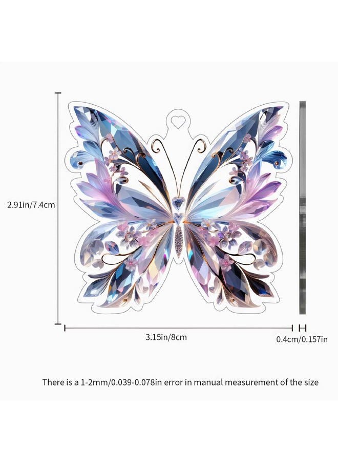sunaeset Crystal Glass Butterfly Car Key Charm Mirror Hanging Ornaments Gift, Bling Acrylic Butterfly Car Accessories for Women, Rear View Mirror Charms Decoration Valentine's Day Hanging Interior - Image 4