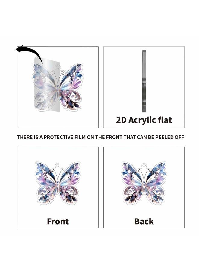 sunaeset Crystal Glass Butterfly Car Key Charm Mirror Hanging Ornaments Gift, Bling Acrylic Butterfly Car Accessories for Women, Rear View Mirror Charms Decoration Valentine's Day Hanging Interior - Image 5