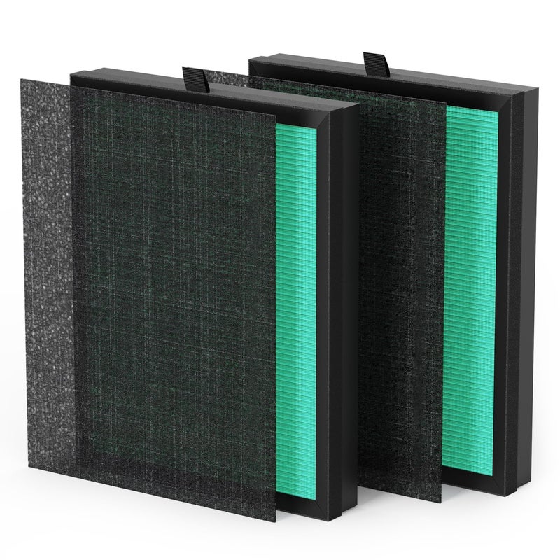 VOOPNU DH-JHD08 Air Filter Replacement 4-in-1 True HEPA Filter for Pollen, Pet Dander, Hair, Smell, Dust - Pet Dander Version (Green), 2 Pack - Image 1