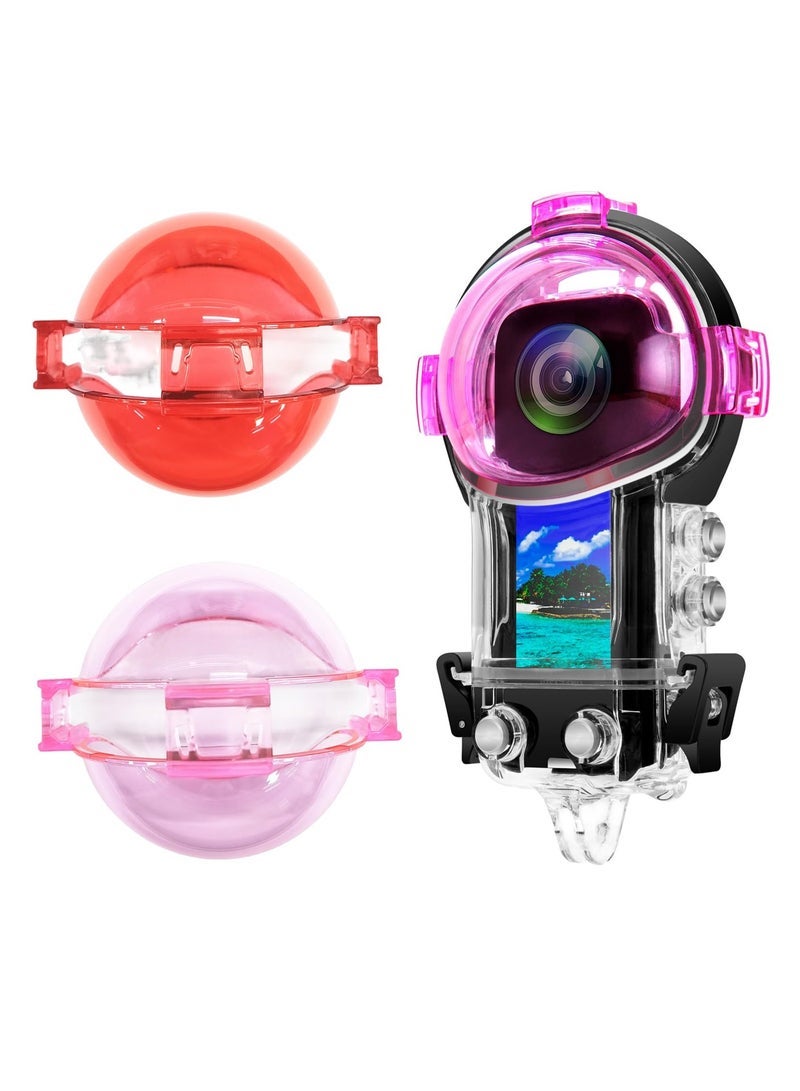 SYOSI 3 Pack for Insta360 X3 Official Waterproof Case Dive Filters - Red, Pink, Purple, Enhancing Underwater Video & Photography in Various Conditions, Color-Correcting Lens Accessories - Image 1