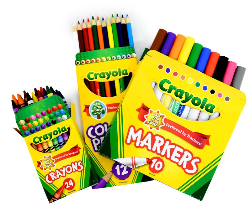 School Supply Boxes Back to School Supply Box Grades K-5 - School Supply Boxes - 32 Piece School Supplies Kit Includes Markers, Crayons, Pencils, Scissors, Folders, Glue Sticks, Notebook, and Composition Book - Image 5