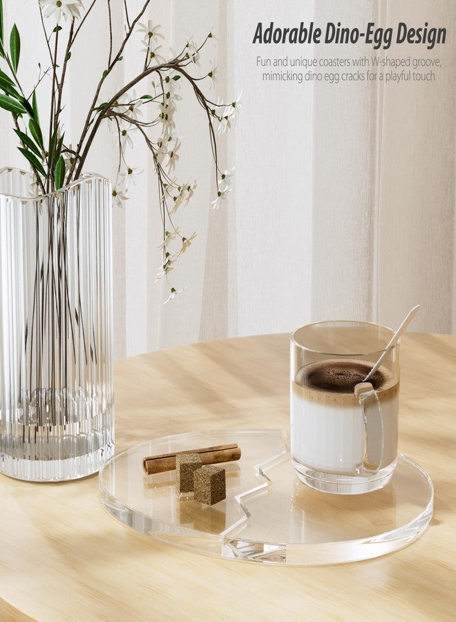 Leadiy Acrylic Coaster Decorative Plates,Office Desk Accessories, Clear Dinosaur Egg Shape Coffee Cup Decor, Perfect for Tabletop Protection and Display. - Image 3