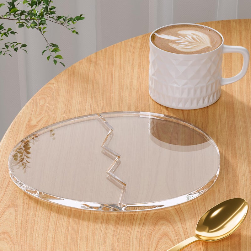 Leadiy Acrylic Coaster Decorative Plates,Office Desk Accessories, Clear Dinosaur Egg Shape Coffee Cup Decor, Perfect for Tabletop Protection and Display. - Image 1