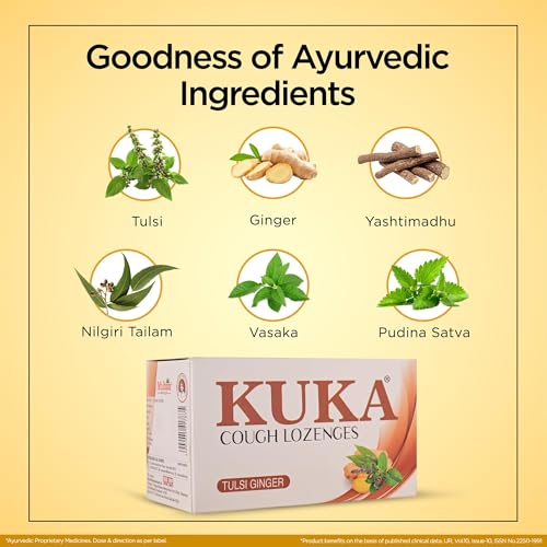 Multani Kuka Cough Lozenges | 8x6-Strip (Pack of 2) | Tulsi Ginger Drop | Quick Relief From Cough, Sore Throat & Throat Irritation | Ayurvedic Cough Relief Products (96 Lozenges) - Image 2