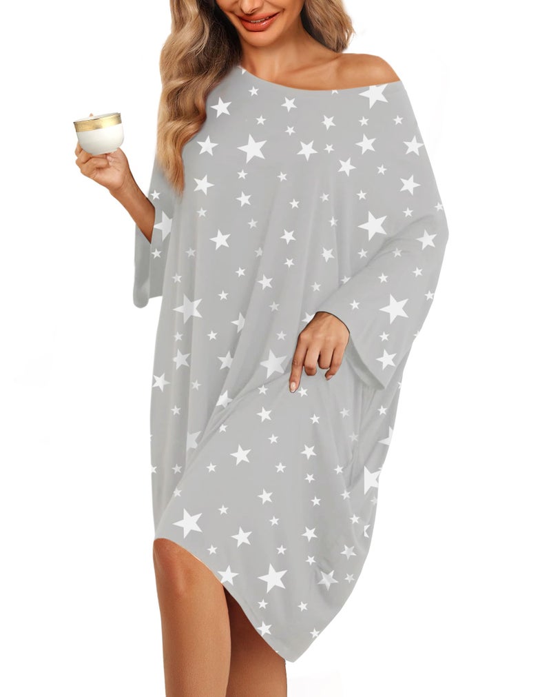 KFUBUO Plus Size Nightgowns for Women Oversized Sleep Tshirts Dress Pjs Lounge Short Sleeves Strawberry Sleepwear With Pocket Fit S5XL