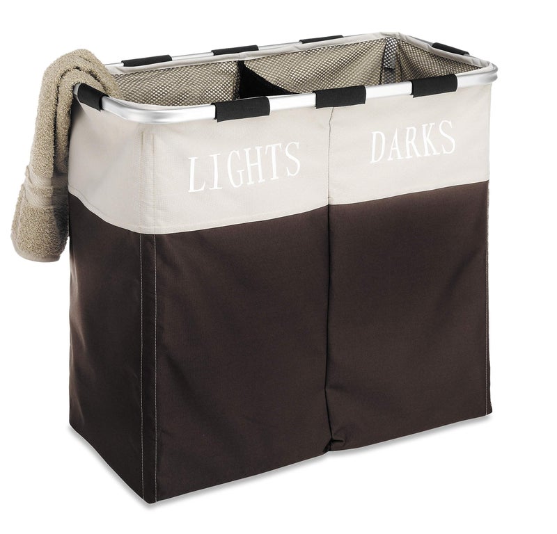 Whitmor Easycare Double Laundry Hamper - Lights and Darks Separator - Espresso - Image 3