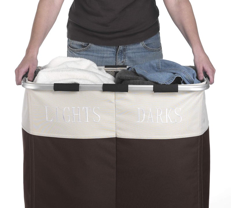 Whitmor Easycare Double Laundry Hamper - Lights and Darks Separator - Espresso - Image 4