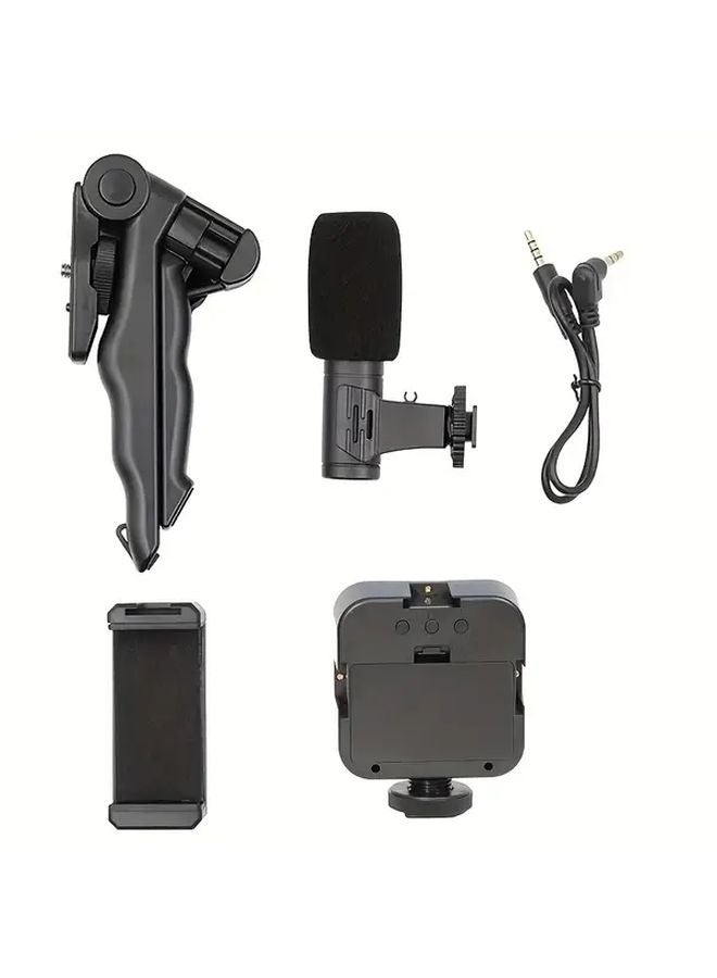 AY49 مجموعة ميكروفون بثلاث أزرار مع حامل هاتف وإضاءة LED - Image 1