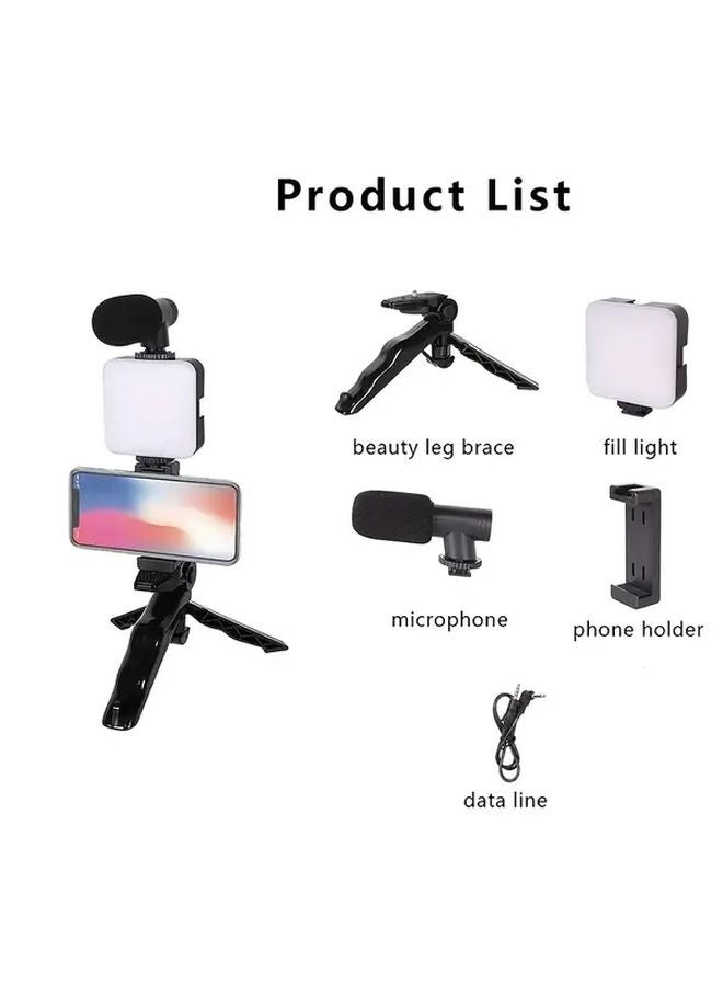 AY49 مجموعة ميكروفون بثلاث أزرار مع حامل هاتف وإضاءة LED - Image 5