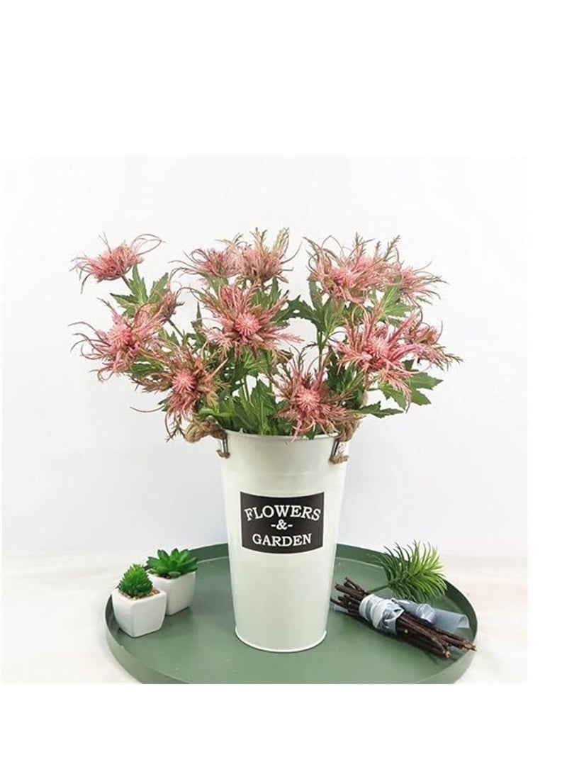 KASTWAVE Artificial Thistle Flowers Bouquet, Silk Fake Flower Plants for Home Decor, Garden Wedding, Office, Prom Party, Nursery Decor, 5 Branch Artificial Thistle Flowers Bouquet - Image 3