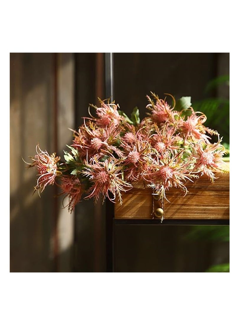 KASTWAVE Artificial Thistle Flowers Bouquet, Silk Fake Flower Plants for Home Decor, Garden Wedding, Office, Prom Party, Nursery Decor, 5 Branch Artificial Thistle Flowers Bouquet - Image 4