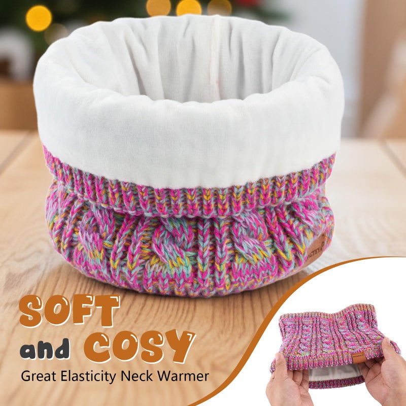 HONGTEYA Kids Winter Hat Gloves Scarf Set (Rainbow Mix, 3-8 Years) - Image 4