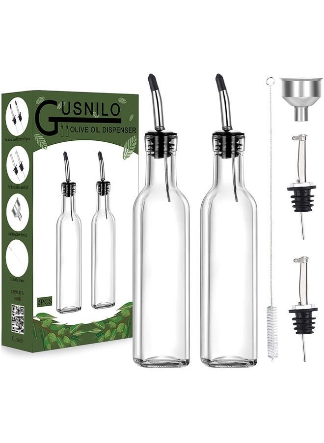Gusnilo 8 oz Olive Oil Dispenser Olive Oil Dispenser Bottle Syrup Dispenser Oil and Vinegar Dispenser Set Oil Bottles for Kitchen 250ml with Pour Spouts and Funnel 2PCS - Image 1