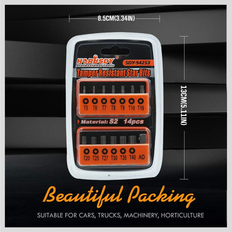HORUSDY مجموعة رؤوس نجمة مقاومة للعبث من HORUSDY مكونة من 14 قطعة، فولاذ سبيكة S2، مجموعة رؤوس توركس أمان T5 - T40 - Image 2