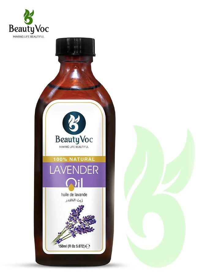 BEAUTY VOC - Lavender Oil for Skin and Soothing Senses with Antiseptic and Anti-Inflammatory Benefits for Your Skin Enhance Sleep and Alleviate Stress, 150ml - Image 1