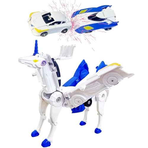 liluwushe Unicorn Collision Transforming Cars Toy 2 in 1 Magnetic Cars Collision Transform into Unicorn Toy for Boys Girls Age 312 Magnetic robo car Set Party Gift for Birthday ChristmasBlue - Image 1