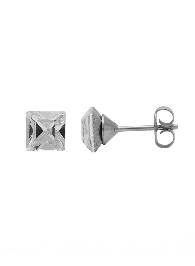 Studex 6MM Crystal Square Allergy-Free Stainless Steel Ear Studs - Image 3