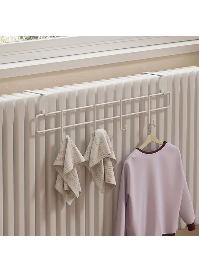 White Heated Clothes Drying Rack Medium Size Heating Pipe Hook Storage Hanger - Image 1