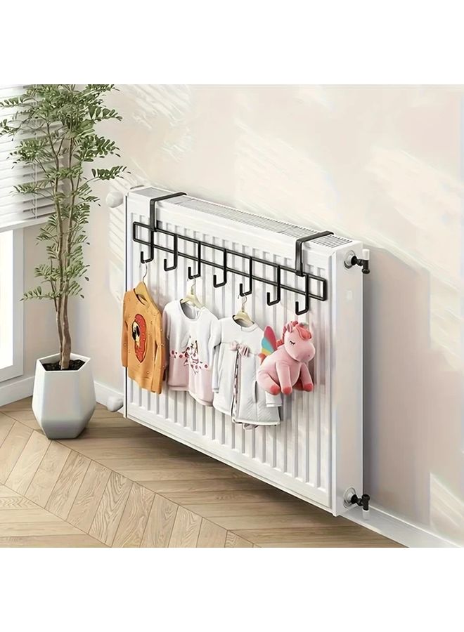 White Heated Clothes Drying Rack Medium Size Heating Pipe Hook Storage Hanger - Image 4