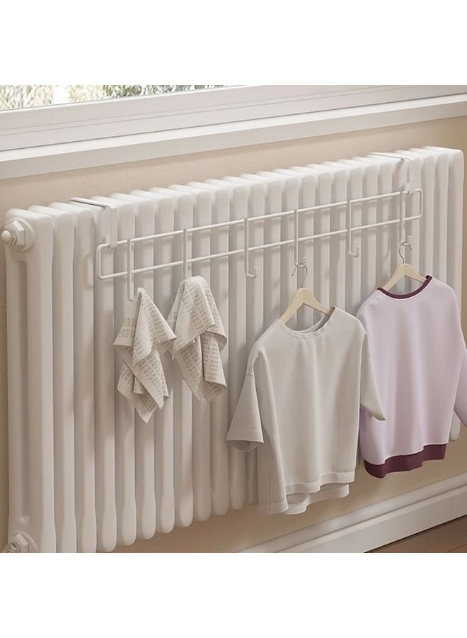 White Heated Clothes Drying Rack Medium Size Heating Pipe Hook Storage Hanger - Image 3