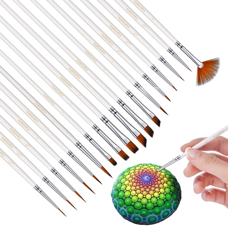 PANDAFLY 18-Piece Detail Paint Brushes Set, Handmade Miniature Fine Paintbrushes for Acrylic Watercolor Oil, Art, Perfect for Rock Painting, Christmas Balls, Scale Models, Figurines, Nail, Face, Airplane Kits - Image 2
