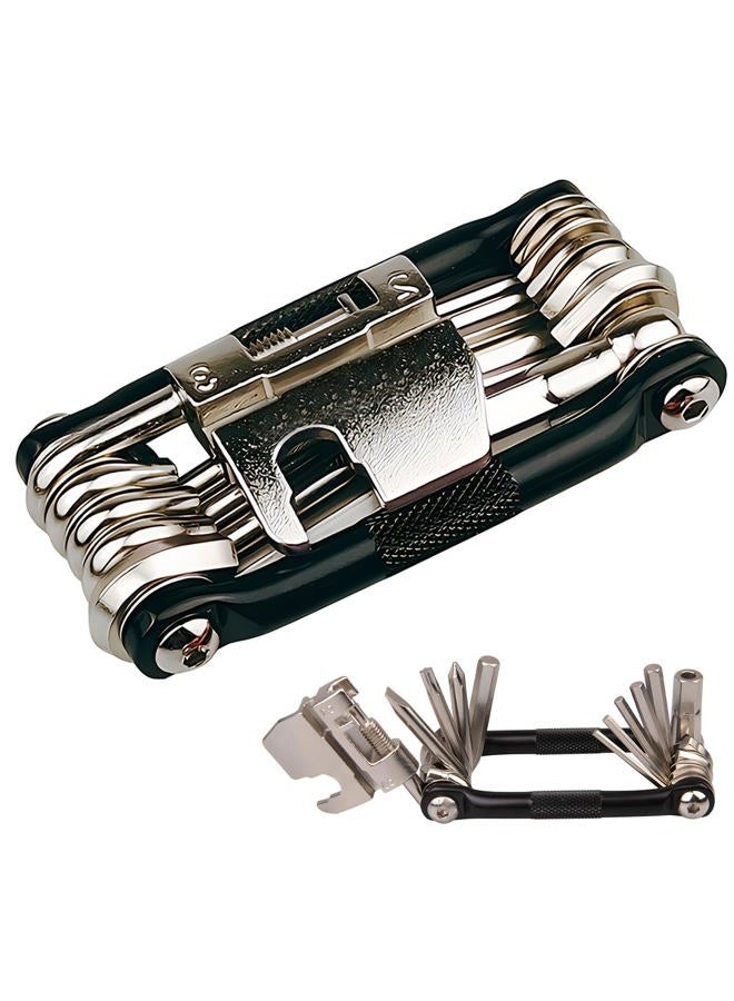 VJK 17 in 1 Bike Multi Tool Kit with Chain Breaker Ergonomic and Lightweight MTB Bike Repair Kit Motorcycle Accessories Stainless Steel - Image 1