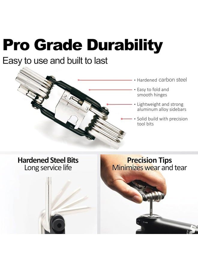 VJK 17 in 1 Bike Multi Tool Kit with Chain Breaker Ergonomic and Lightweight MTB Bike Repair Kit Motorcycle Accessories Stainless Steel - Image 3