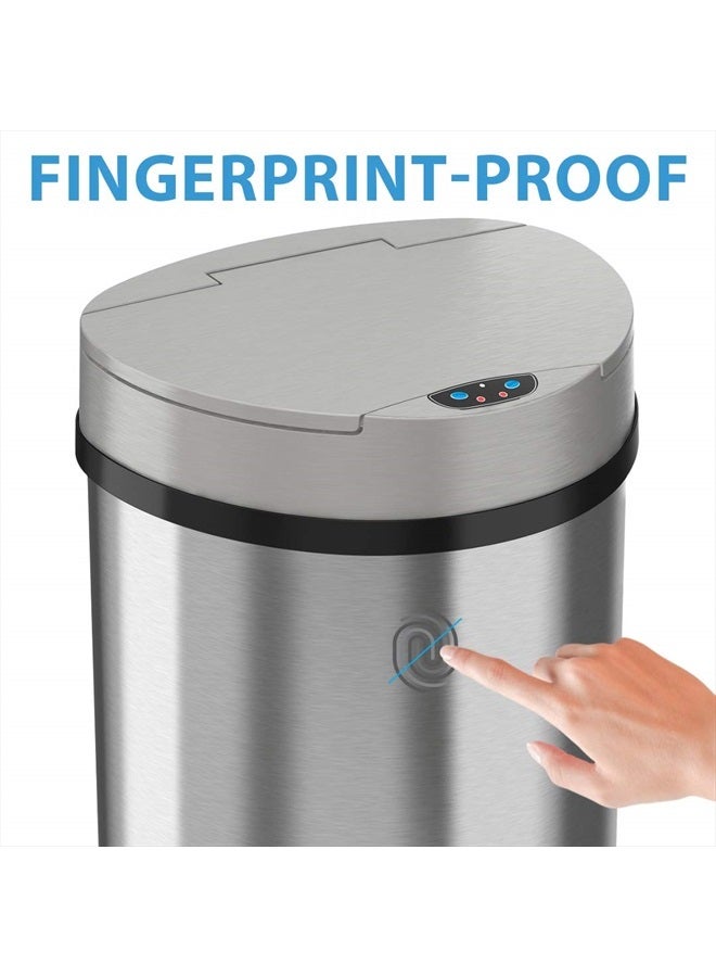 iTouchless 13 Gallon Kitchen Trash Can with Odor Control System, Stainless Steel Extra-Wide Opening Touchless Automatic Garbage Bin, Brshed Silver, Semi Round, Sensor - Image 5
