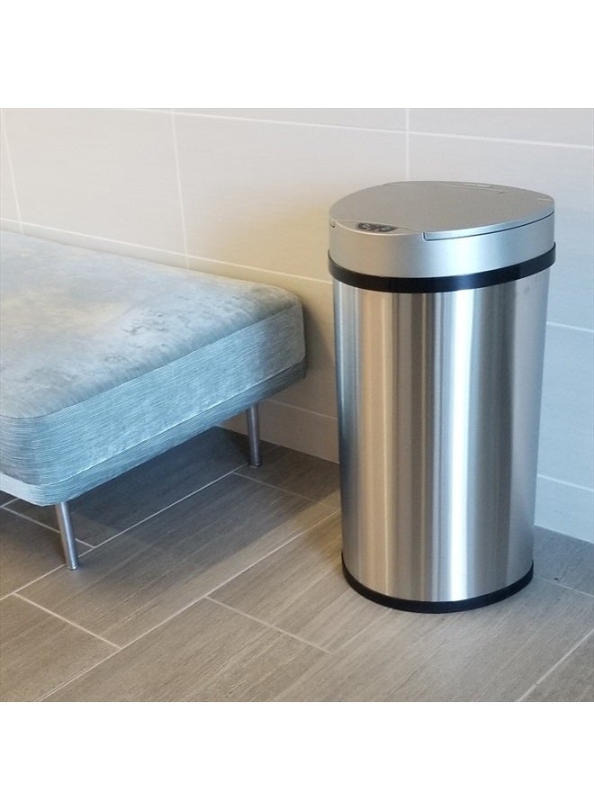 iTouchless 13 Gallon Kitchen Trash Can with Odor Control System, Stainless Steel Extra-Wide Opening Touchless Automatic Garbage Bin, Brshed Silver, Semi Round, Sensor - Image 3