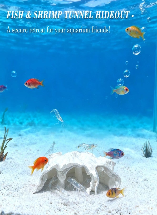 LIYAOLI Aquarium Ornaments Cave Tunnel with Viewing Ports | Fish Tank Decoration Hideout for Pleco, Shrimp & Corydoras | Substrate-Friendly Design & Sinking Base (S - White) - Image 3