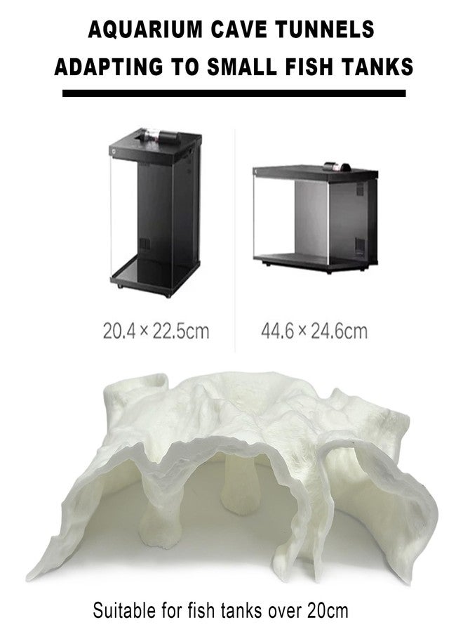 LIYAOLI Aquarium Ornaments Cave Tunnel with Viewing Ports | Fish Tank Decoration Hideout for Pleco, Shrimp & Corydoras | Substrate-Friendly Design & Sinking Base (S - White) - Image 2
