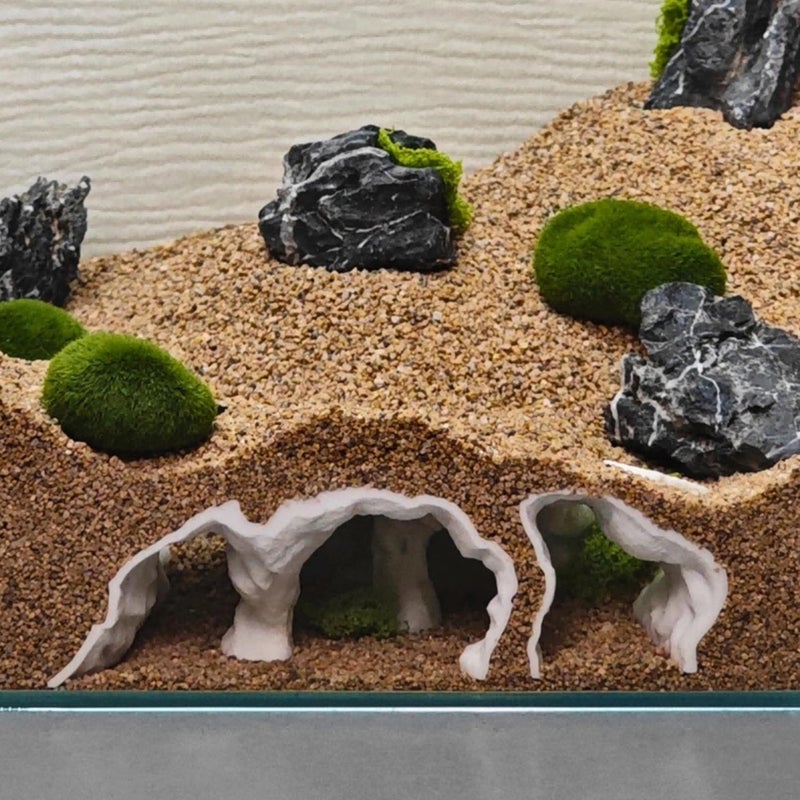 LIYAOLI Aquarium Ornaments Cave Tunnel with Viewing Ports | Fish Tank Decoration Hideout for Pleco, Shrimp & Corydoras | Substrate-Friendly Design & Sinking Base (S - White) - Image 1