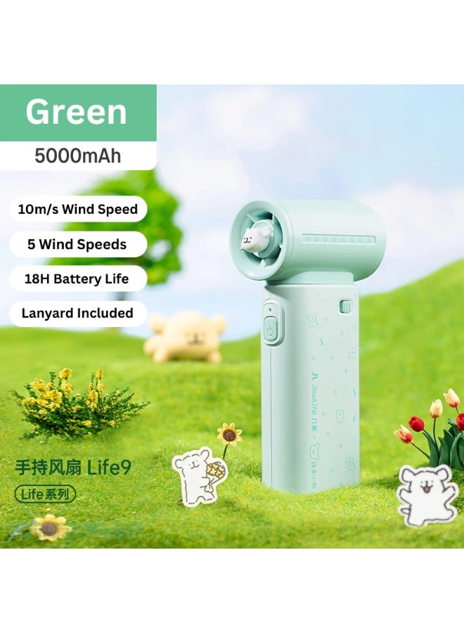 JisuLife Life9 Handheld Portable Fan Limited Edition 5000mAh Rechargeable Battery USB-C Fast Charging Mini Personal Cooling Fan Quiet Powerful Airflow Lightweight Portable Fan for Travel Office Home Outdoor Camping UAE Summer - Image 1