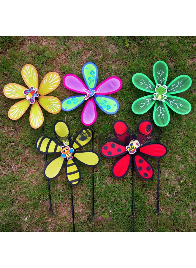 Hot Sale Sequins Sunflower Children Windmill Plastic Handheld Sunflower Windmill Black Edge Eight Color Outdoor Toys Wholesale-Color:Single Layer Hummingbird/buckle Has Traces  - Image 2