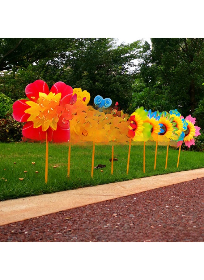 Hot Sale Sequins Sunflower Children Windmill Plastic Handheld Sunflower Windmill Black Edge Eight Color Outdoor Toys Wholesale-Color:Single Layer Hummingbird/buckle Has Traces  - Image 3