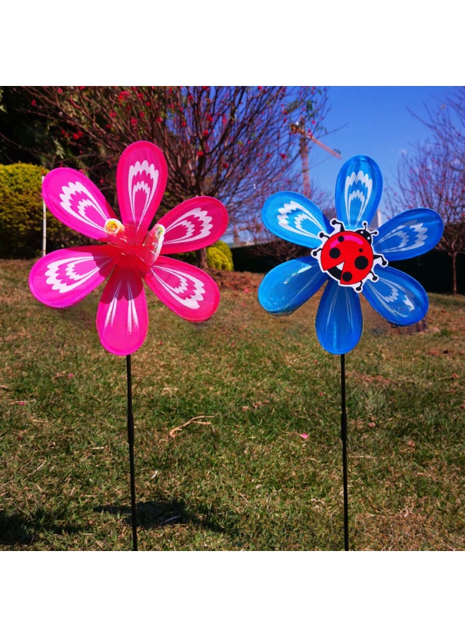 Hot Sale Sequins Sunflower Children Windmill Plastic Handheld Sunflower Windmill Black Edge Eight Color Outdoor Toys Wholesale-Color:Single Layer Hummingbird/buckle Has Traces  - Image 4
