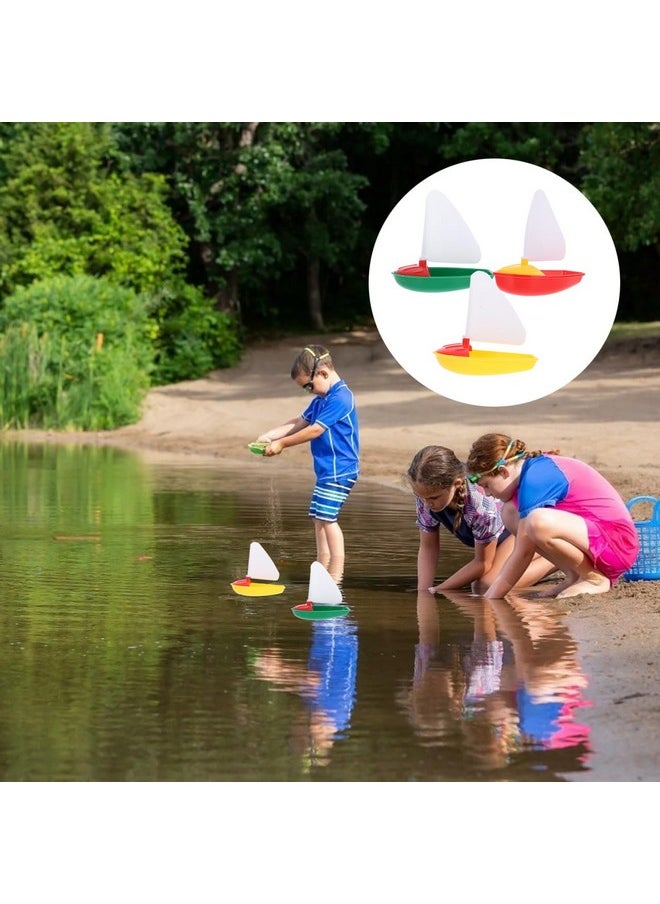 Toyvian Toyvian 1 Set Toy Boats 3PCS Toddler Bathtub Sailing Boats for Kids Mini Boat Toys Sailboat Floating Row Swimming Pool Bulk Yacht Child Toy Boats Bathtub Toy Plastic Sailing Boats Toys for Toddles  - Image 2