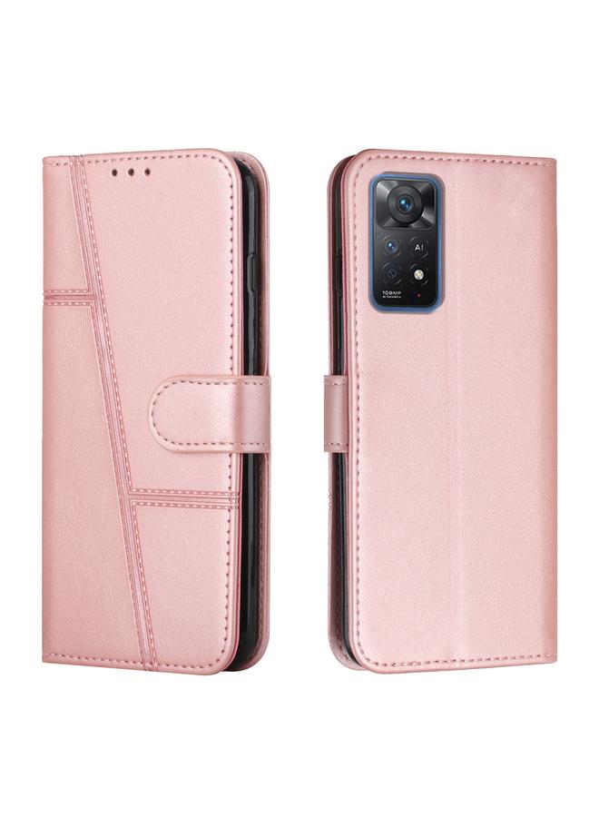 Case For Xiaomi Redmi Note 11 Pro Foreign Version Stitching Calf Texture Buckle Leather Phone Case