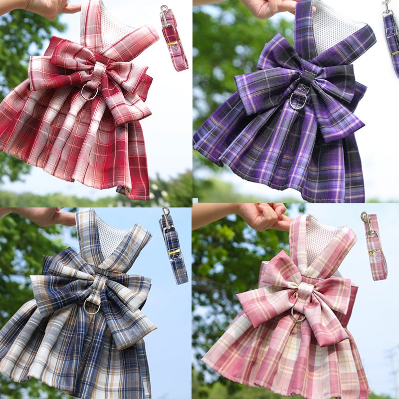 Pet JK Plaid Skirt Harness and Leash Set - Image 3