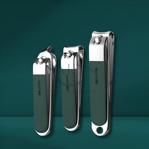 Simois 10 in 1 Nail Clipper Set, Manicure Pedicure Tools Kit with Fingernail & Toenail Clippers, Nail File, Portable Travel Grooming Kit for Men & Women with Leather Case (Pack of 1, Dark Green) - Image 3