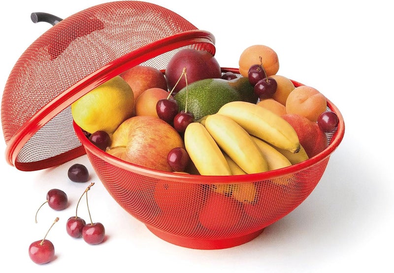 TAGROCK Apple Shape Steel Net Multipurpose Fruits & Vegetables Storage Basket Rice Stainer for Kitchen, Pack of 1 (Red) - Image 2