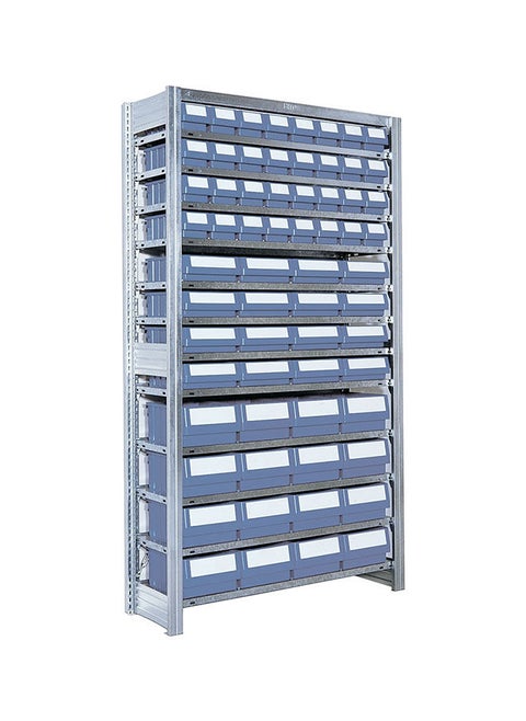 Galvanised Boltless Shelving, Extension Bay Complete With 64 (16 type 214, 16 type 209 and 32 type 109) Assorted RK Containers 1850x1008x300 mmgalvanised