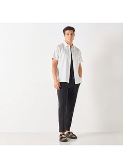 Iconic Iconic Textured Shirt with Spread Collar and Short Sleeves  - Image 2