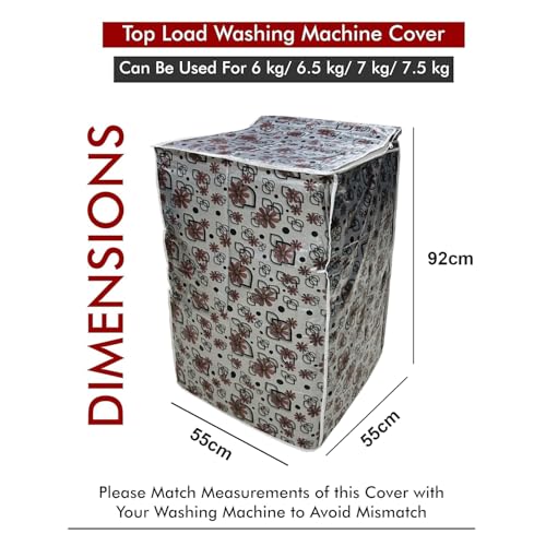 DALUCI Washing Machine Cover for Samsung Top Load Back Panel – Fits 6.2 Kg, 6.5 Kg, 7 Kg, 7.5 Kg Fully Automatic Washing Machines – Waterproof & Dustproof – Grey, Black & Pink – 55x55x92 cm - Image 2