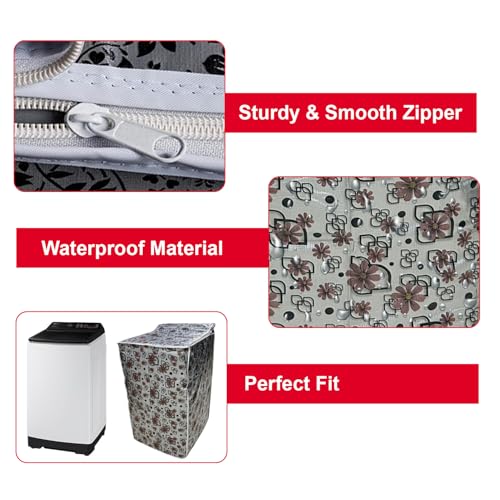 DALUCI Washing Machine Cover for Samsung Top Load Back Panel – Fits 6.2 Kg, 6.5 Kg, 7 Kg, 7.5 Kg Fully Automatic Washing Machines – Waterproof & Dustproof – Grey, Black & Pink – 55x55x92 cm - Image 5