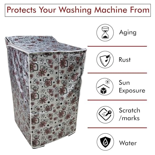 DALUCI Washing Machine Cover for Samsung Top Load Back Panel – Fits 6.2 Kg, 6.5 Kg, 7 Kg, 7.5 Kg Fully Automatic Washing Machines – Waterproof & Dustproof – Grey, Black & Pink – 55x55x92 cm - Image 3